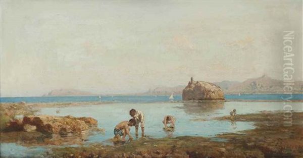 Children Fishing In The Bay Of Palermo, Sicily - view 1