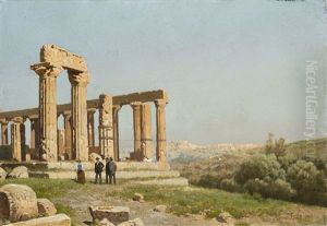 Tempio Di Giunone Con Agrigento Sullo Sfondo by Francesco Lojacono
