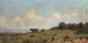 Paesaggio Palermitano Con Pascolo E Veduta Parziale Del Monte Pellegrino