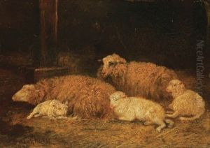 Sheep And Lambs At Rest by Dirk Van Lokhorst