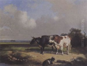 Cows By A Waterpool by Dirk Van Lokhorst