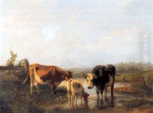 Koeien In Een Weidelandschap by Dirk Van Lokhorst