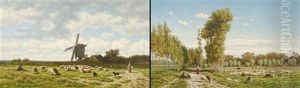 Landschappen Met Schaapherder (pair) by Johan Nicolaas Van Lokhorst