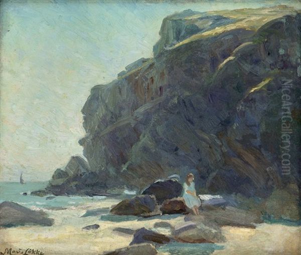 Strandparti Med Sittende Kvinne - view 1