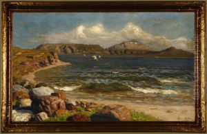 Sailboats In A Norwegian Coastal View by Marie Lokke