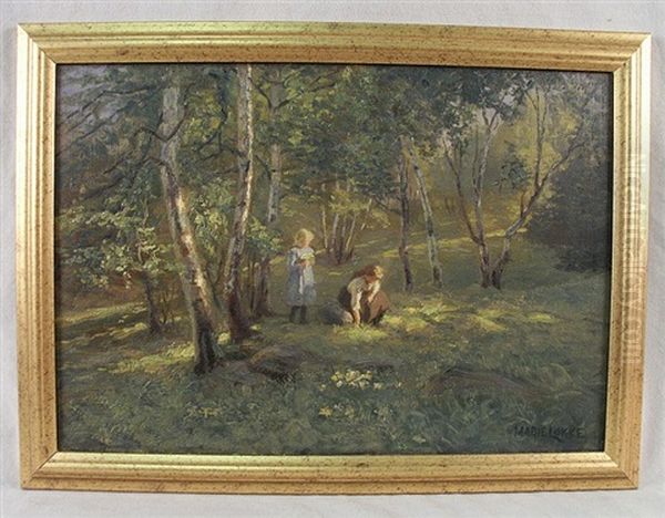 Girls Gathering Flowers - view 1