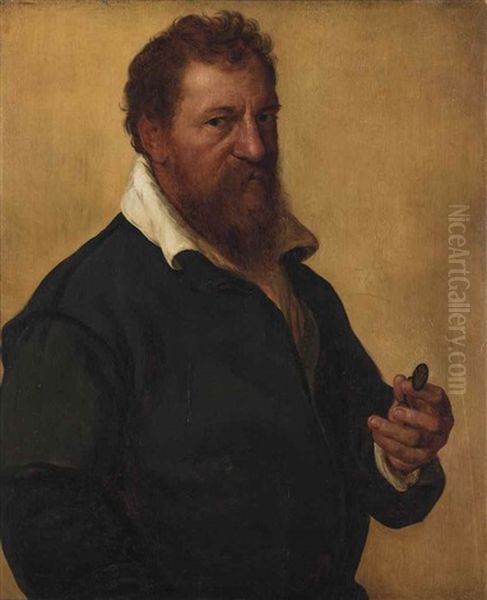Portrait Of The Artist, Half-length, In A Black Doublet Holding Spectacles - view 1