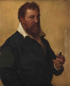 Portrait Of The Artist, Half-length, In A Black Doublet Holding Spectacles
