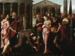 Christus Und Die Ehebrecherin by Lambert Lombard