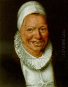 A Portrait Of A Smiling Lady, Wearing A White Bonnet