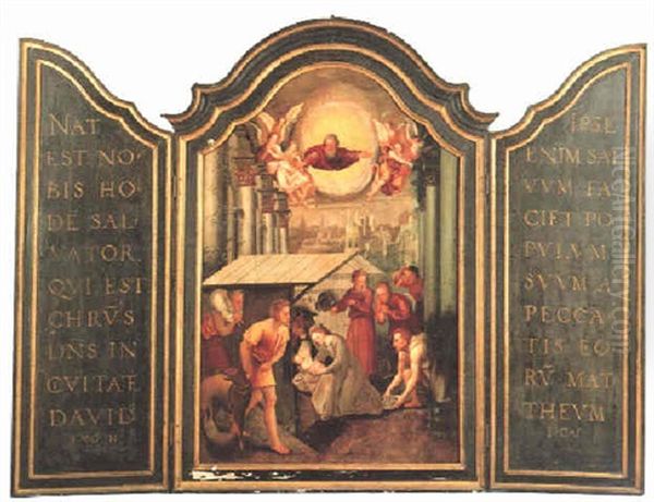 The Adoration Of The Shepherds; Inscribed From The Gospel On The Side Wings - view 1