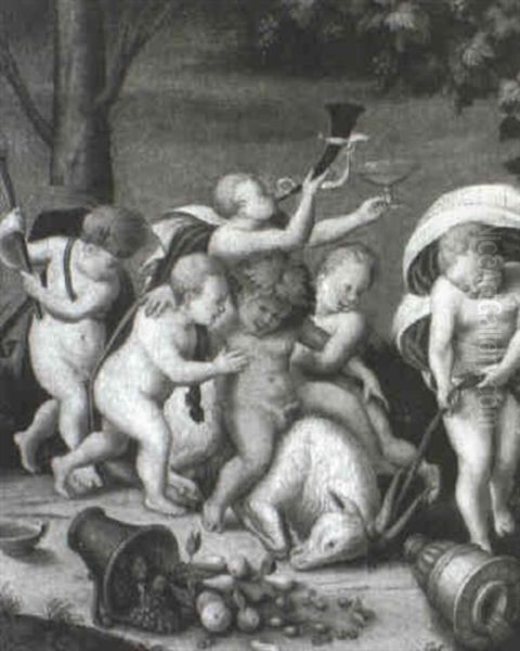 The Infant Bacchus Riding A Goat Heralded And Supported By Putti - view 1