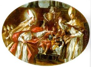 Saints Augustine And Anthony Of Padua In Discourse Before Members Of The Franciscan Order