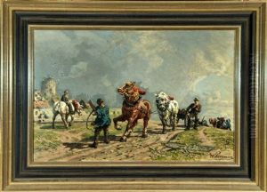 Pferdegespann Mit Langholz by Wilhelm Lommen