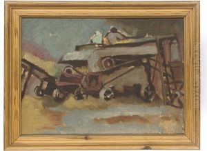 The Harvester (+ A Ball Of White Wool And Knitting In A Bowl; 2 Works) by Alfred Lomnitz