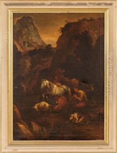 Paesaggio Con Figure E Animali by Francesco Londonio