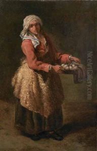 Contadina Con Cesta Di Uova by Francesco Londonio