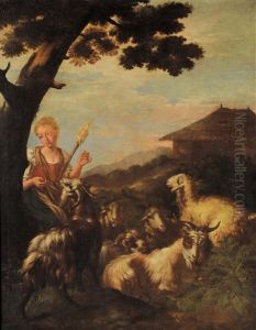 Pastorelli Con Greggi (pair) by Francesco Londonio