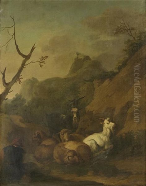 Chevres Dans Un Paysage - view 1