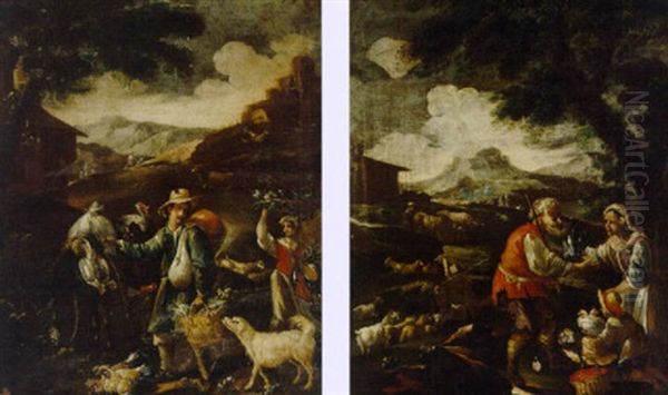 An Italianate Landscape With A Peasant Man Going To Market - view 1