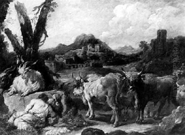 Landscape With A Peasant And His Flock - view 1