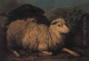 A Shepherd Asleep Next To A Sheep In A Landscape by Francesco Londonio