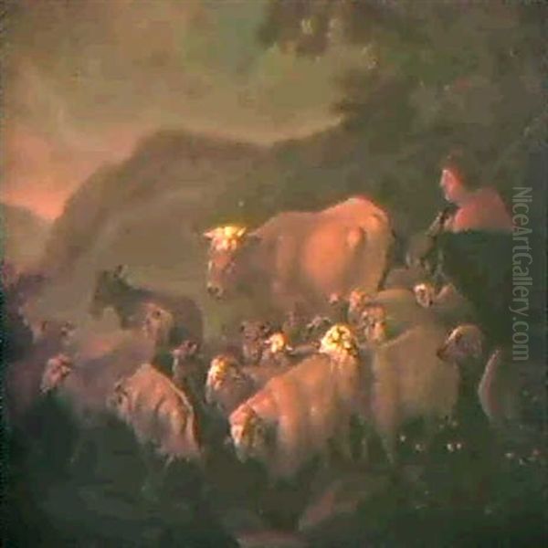 Hirte Mit Herde In Einer Landschaft - view 1