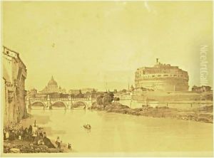 Veduta Dal Tevere Di Castel Sant 'angelo E San Pietro by Philippe Benoist