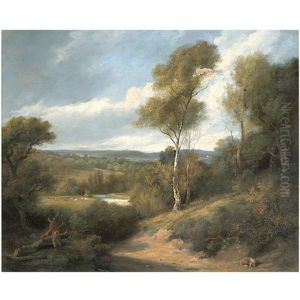 View Taken From The Grounds At Bromley Hill, Kent by Amelia, Lady Farnborough Long