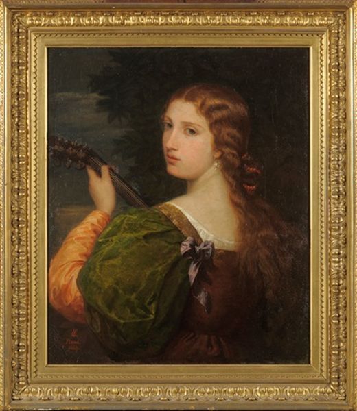 Portrait Of A Young Lady, Half Length, Holding A Lute - view 1