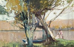 Boat And Bathers At Narrabeen Verso: River Landscape Boat And Bathers At Narrabeen Verso: River Landscape