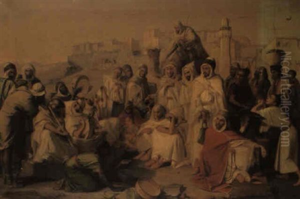 Figures Before A North African Town - view 1