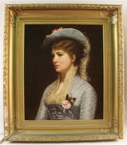 Portrait Of A Young Woman In Blue by Ernest Wadsworth Longfellow