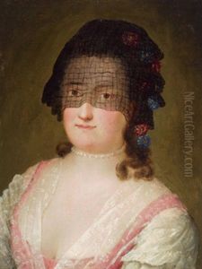 Brustbild Einer Dame Mit Perlenkollier Und Schwarzem Schleier by Alessandro Longhi