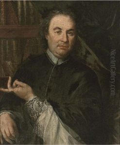 Portrait Of A Cleric, Half-length, In A Library by Alessandro Longhi