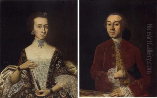 Portrait Of A Lady Holding A Fan And In A Floral Print Dress - view 1