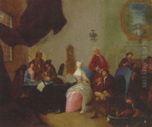 Elegant Company Making Music And Playing Cards In An Interior by Alessandro Longhi