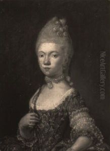 Portrait Of A Lady In An Embroidered Blue Dress And A Pearl Choker thumbnail