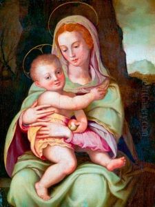Madonna A Gyermek Jezussal by Lucca Longhi
