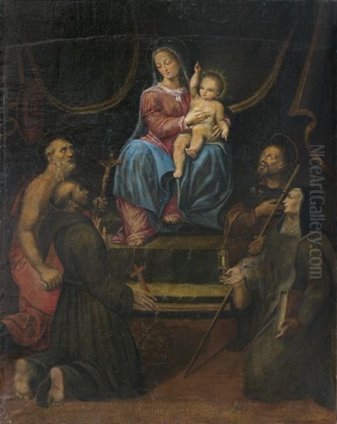 La Sainte Conversation Avec Saint Jerome, Saint Francois, Saint Jacques Et Sainte Claire - view 1