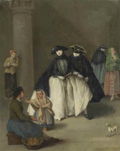 An Elegant Couple In Carnival Costume by Pietro Longhi