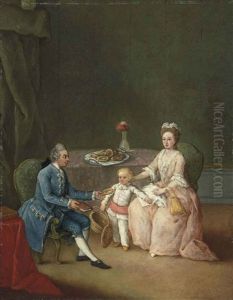 Group Portrait Of A Family, Seated At A Table, In An Interior by Pietro Longhi