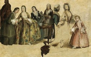 Gentildonna Che Compie Il Suo Abbigliamento; Il Sarto; La Lezione Di Danza by Pietro Longhi
