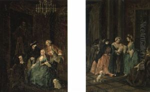 Artist Painting Seated Lady In An Interior by Pietro Longhi