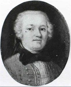 A Portrait Of A Gentleman, Bust Length Wearing A Red Jacket Trimmed With Gold Brocade And A Black Bow by Pietro Longhi