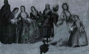 Figurenstudien Im Stile P. Longhis Von Einem Nachfolger Des Kunstlers by Pietro Longhi