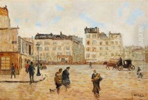 An Italian Piazza by Emilio Longoni