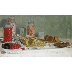 Natura Morta Con Frutta Candita E Caramelle by Emilio Longoni