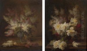 Bouquet De Lilas - Bouquet De Pivoines (2 Works) by Raoul Maucherat de Longpre