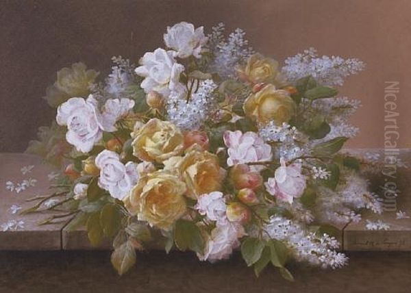 Pink Roses And White Lilacs (+ Yellow And Pink Roses And White Lilacs, Smllr; 2 Works) - view 1